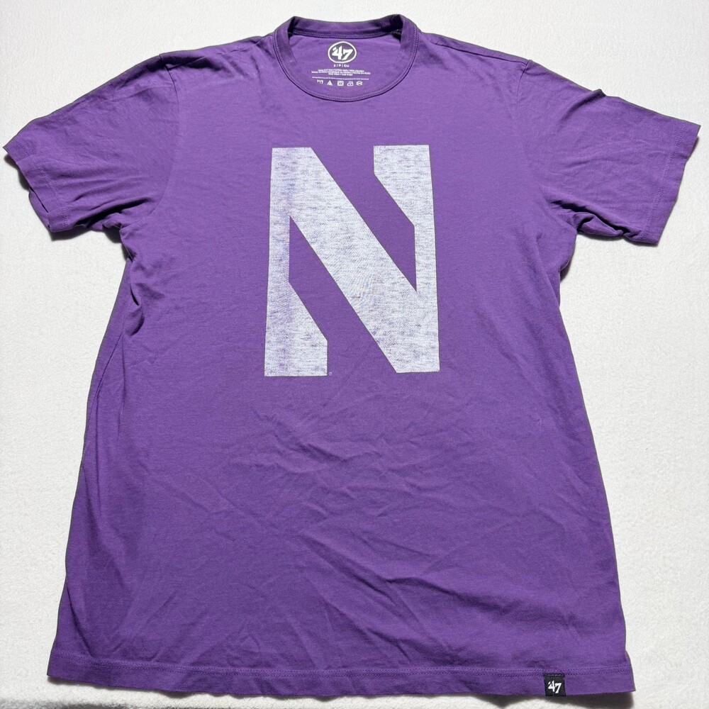 47 Small Purple Cotton T-Shirt with Northwestern N Logo